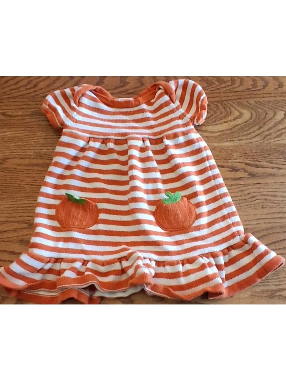 Gymboree Orange and White Striped Baby Dress with Pumpkin Appliques 18-24 Months